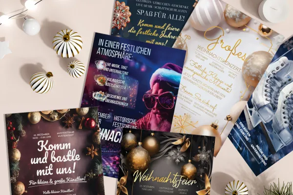 Affiches et dépliants pour Noël - Modèles de design pour fêtes de Noël, concerts de Noël, etc.