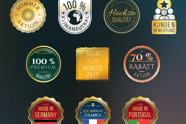 Vorlagen für Badges, Qualitätssiegel & Plaketten