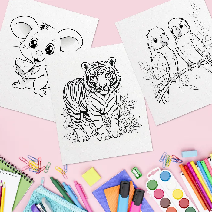 Mais de 400 desenhos para colorir com animais: borboletas, cavalos, gatos e outros.
