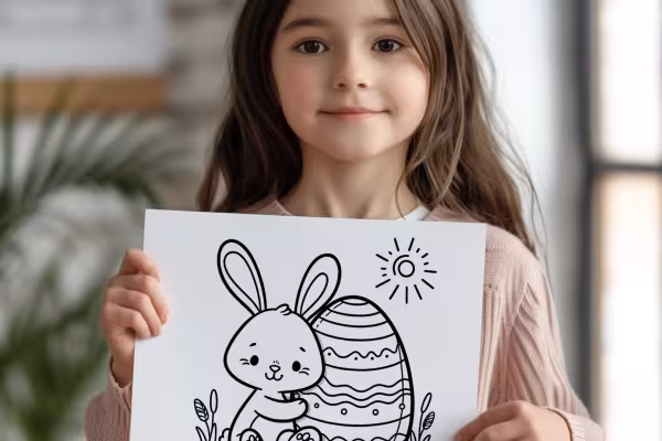 Målarbilder för påsk – barn med målarbild