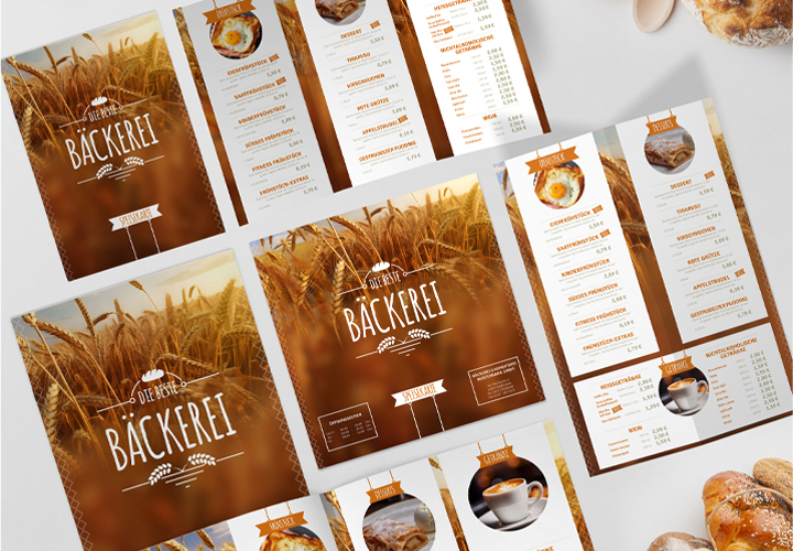 Modelli di menu per panetterie