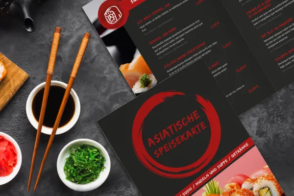 Speisekarten-Vorlagen: Sushi & asiatische Küche