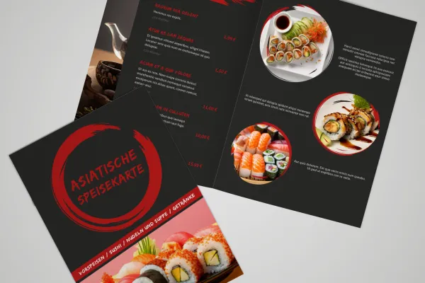 Шаблоны меню: суши и азиатская кухня.