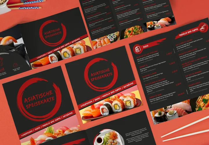Макеты меню: суши и азиатская кухня.