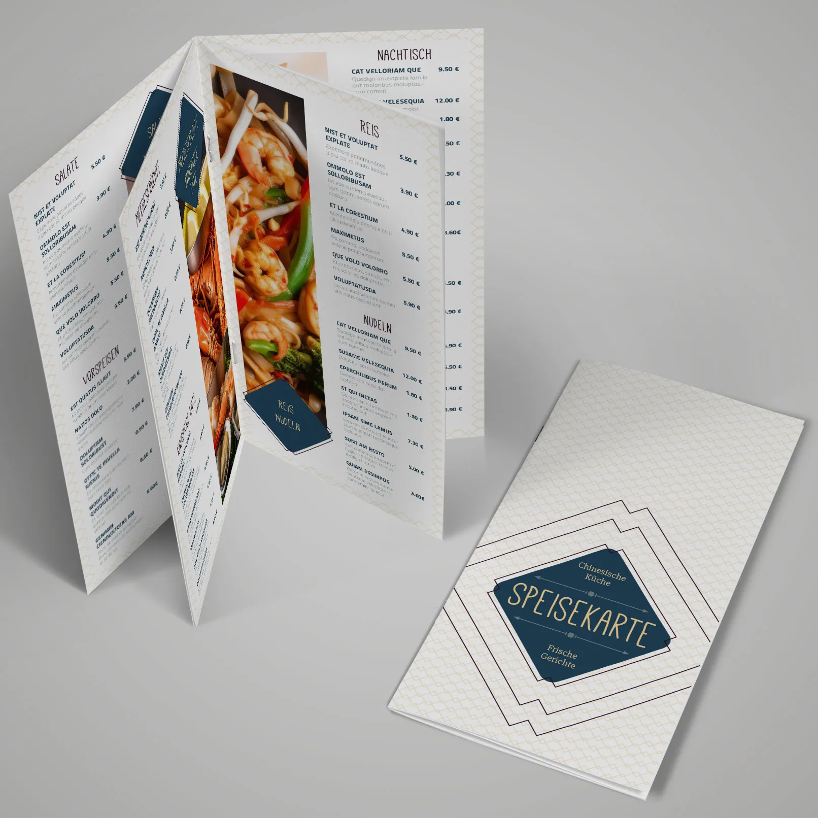 Vzory jídelních lístků pro čínskou kuchyni a čínské restaurace.