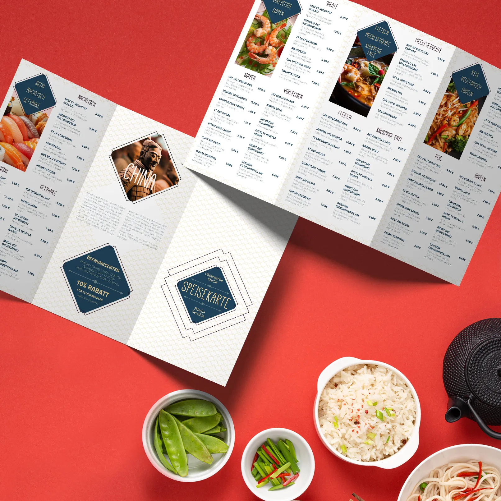 Speisekarten-Vorlagen für die chinesische Küche & China-Restaurants