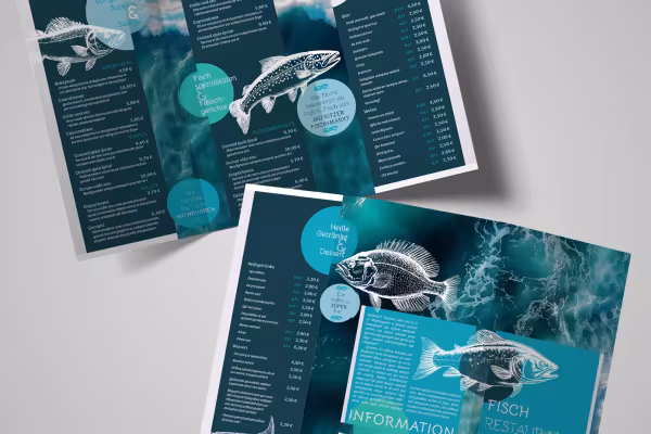 Menu templates for fish restaurants, fish houses & fish specialties