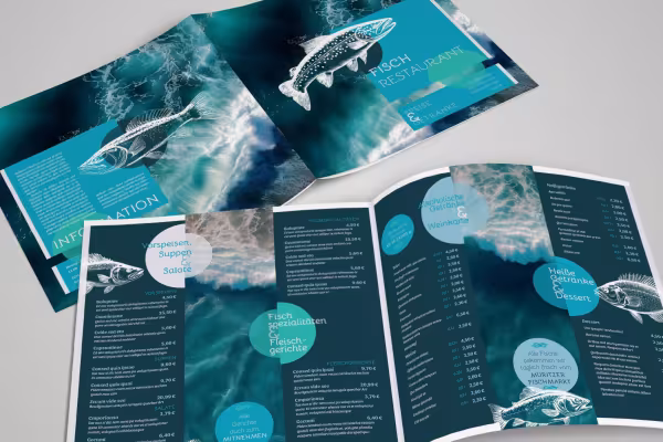 Menu templates for fish restaurants, fish houses & fish specialties