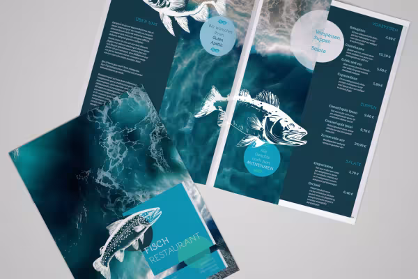 Menu templates for fish restaurants, fish houses & fish specialties