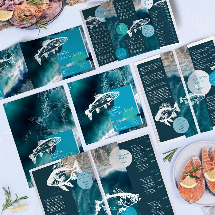 Menu templates for fish restaurants, fish houses & fish specialties