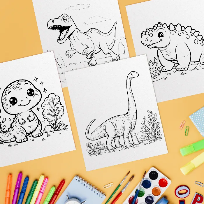 Dinozorlarla boyama sayfaları - Yazdırmak için 200'den fazla boya sayfası