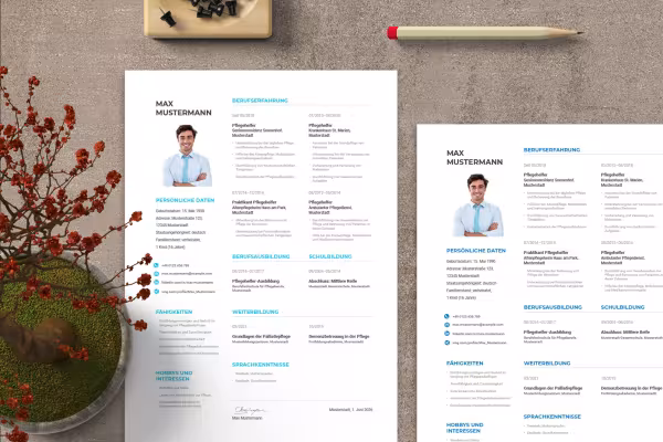 CV omsorgsarbeider, omsorgsarbeider – ensidig mal for Word, InDesign og Affinity Publisher.