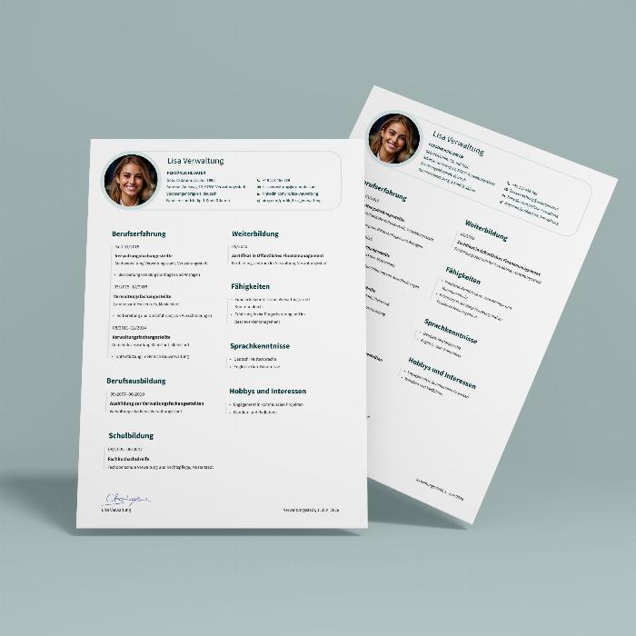 CV for administrasjonskonsulent - et-sidig mal for Word.