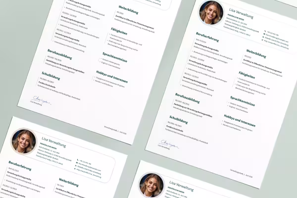 CV for administrasjonsfaglært - ensidig mal for Word, InDesign og Affinity Publisher