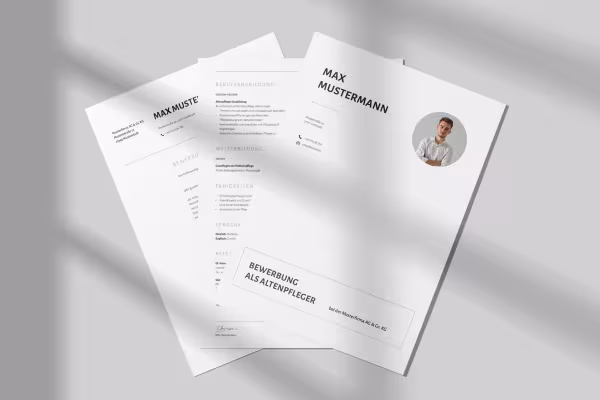 Søknadsskjema for jobbsøking som omsorgsarbeider: Førsteside og CV