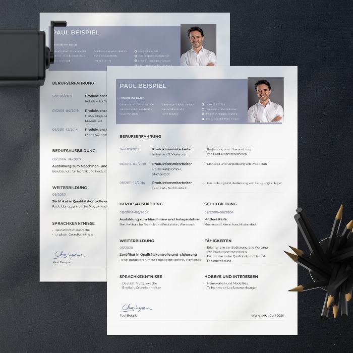 CV produksjonsarbeider - ensidig mal for Word