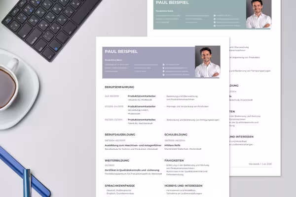 CV Produksjonsarbeider - enkel mal for Word, InDesign og Affinity Publisher