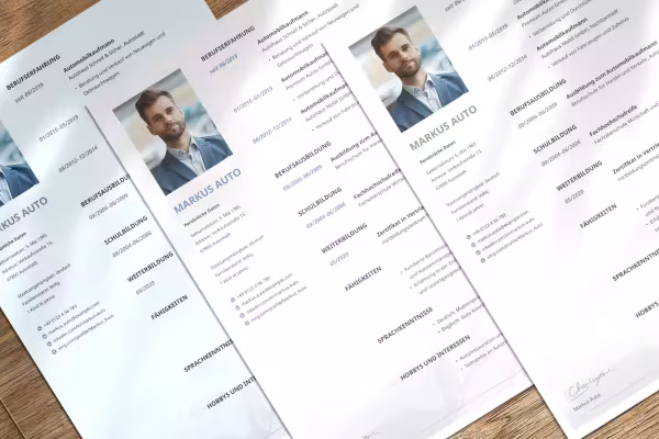 CV bilselger - enkel mal for Word, InDesign og Affinity Publisher.