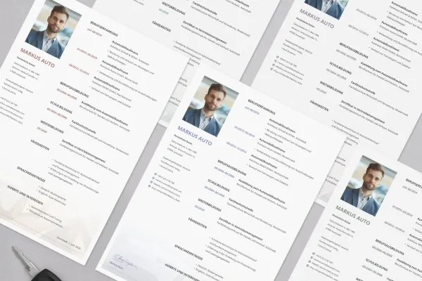 Ansioluettelo automyyjä - yksipuolinen malli Wordiin, InDesigniin ja Affinity Publisheriin