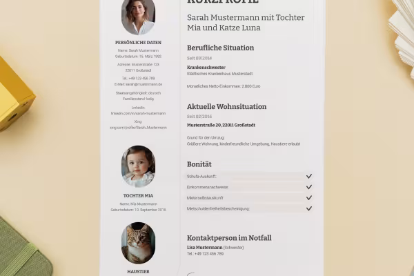 Inkludert: forsiden, forberedt søknadsbrev og kort profil.