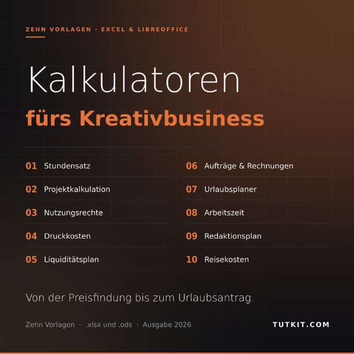 Excel calculators for the creative business: ten templates