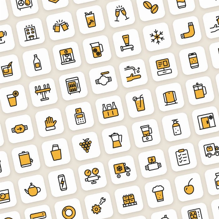 500 iconos para bebidas, gastronomía y tecnología de servicio