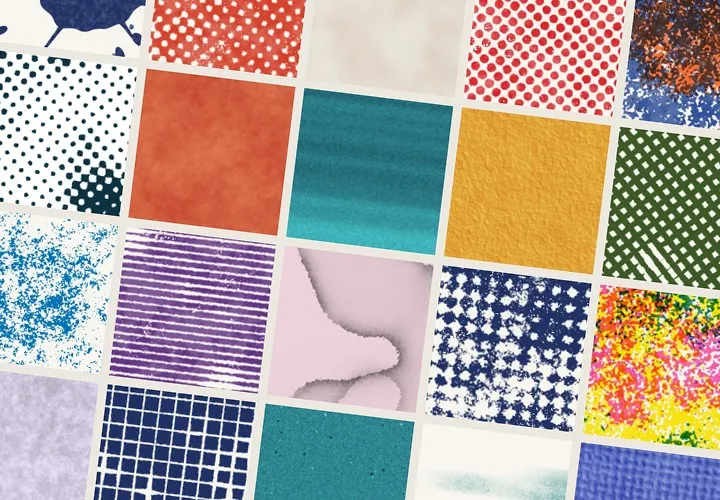 100 nahtlose Print-Texturen: Papier, Grain, Risograph & Halftone