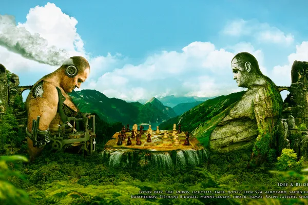 Un jeu d'échecs surdimensionné ? Le bon matériau pour un montage photo créatif sous Photoshop !