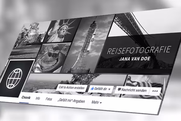 Facebook cover photo template: example of photographs of all kinds in a beautiful collage