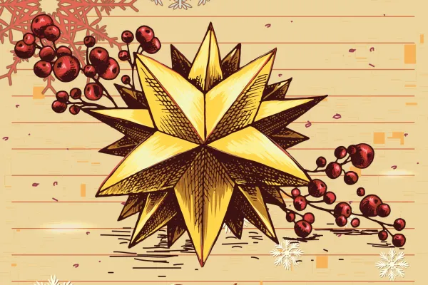 Motywy zimowe i ilustracje świąteczne: Przykład kartki z życzeniami
