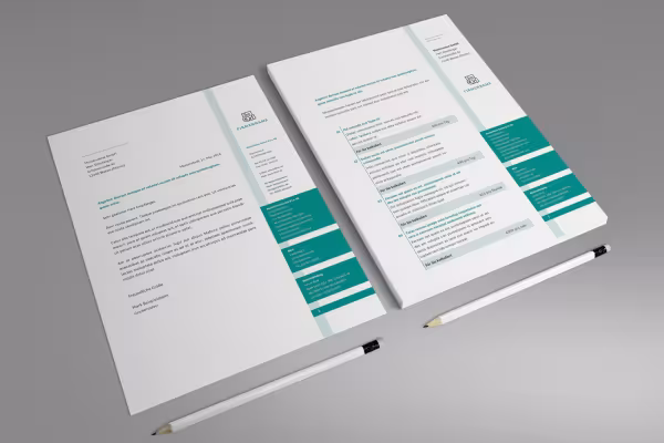 Sample invoices and cover letters in green