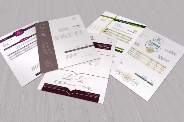 Sample invoices, delivery bills and quotations included in the package.
