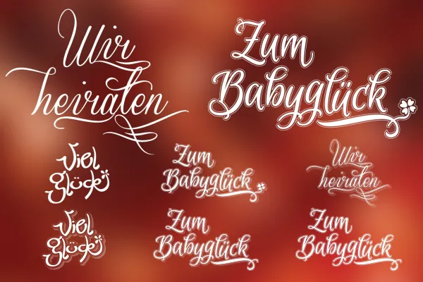 Typografische Effekte und kalligrafische Schriftvorlagen