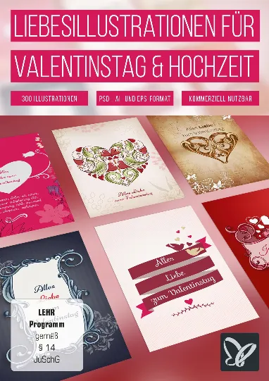 Hochzeitsmotive und Bilder zum Valentinstag mit Liebe und Herz