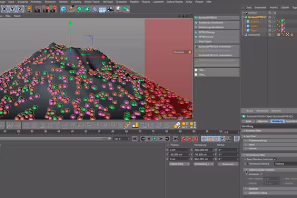 Screenshot fra træningsøvelsen med brugen af Laubwerk og modellering af 3D-landskaber.