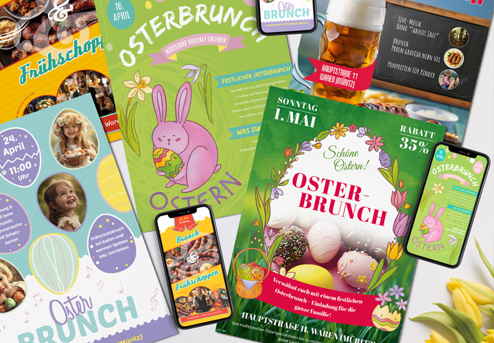 Plantillas de Pascua: folletos y carteles para el brunch de Pascua