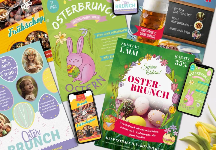 Sjablonen voor Pasen: Paasbrunch flyer & posters