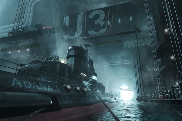 Ein in Cinema 4D erstelltes U-Boot, inklusive Szene, Lichtsetzung und Beleuchtung