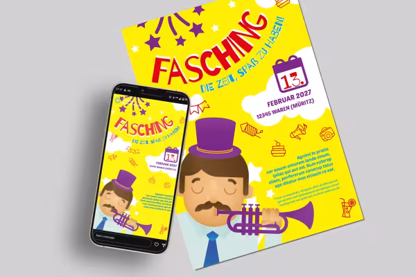 Plakater, flyers og plakater til karneval, fastelavn og fastetid
