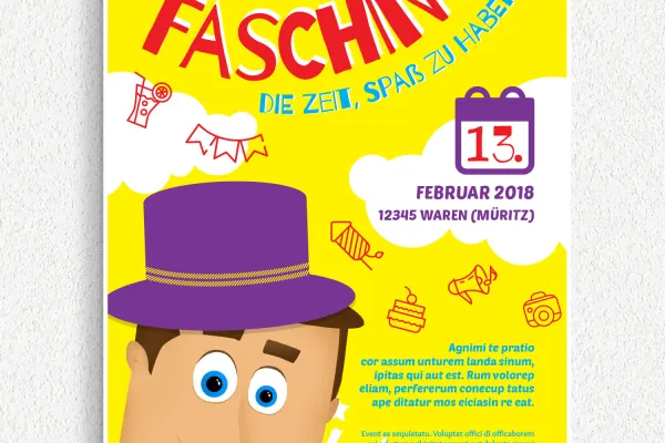 Poster, Flyer und Plakate für Karneval, Fasching und Fastnacht