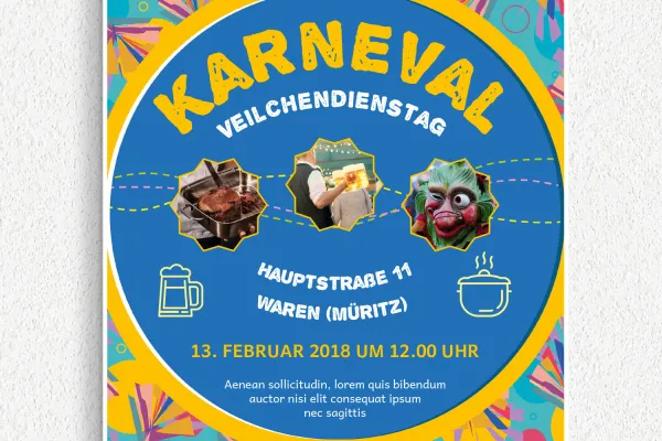 Poster, Flyer und Plakate für Karneval, Fasching und Fastnacht