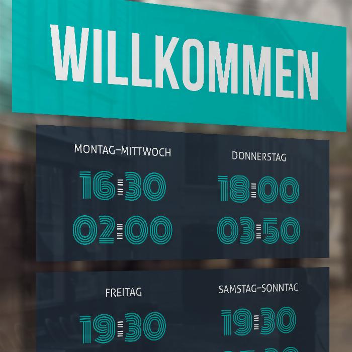 Öppettider: Mallar för skylt & upphängning