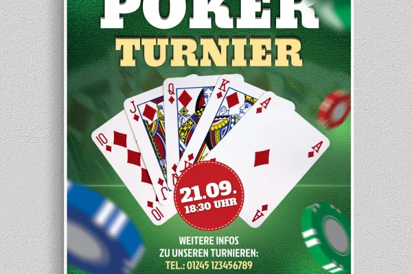 Julisteita, esitteitä ja julisteita korttipelialan, skat- ja pokeriturnausten markkinointiin