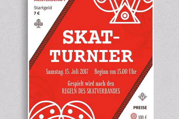 El ilanı, broşür ve afişler kart oyunları, skat ve poker turnuvaları için.