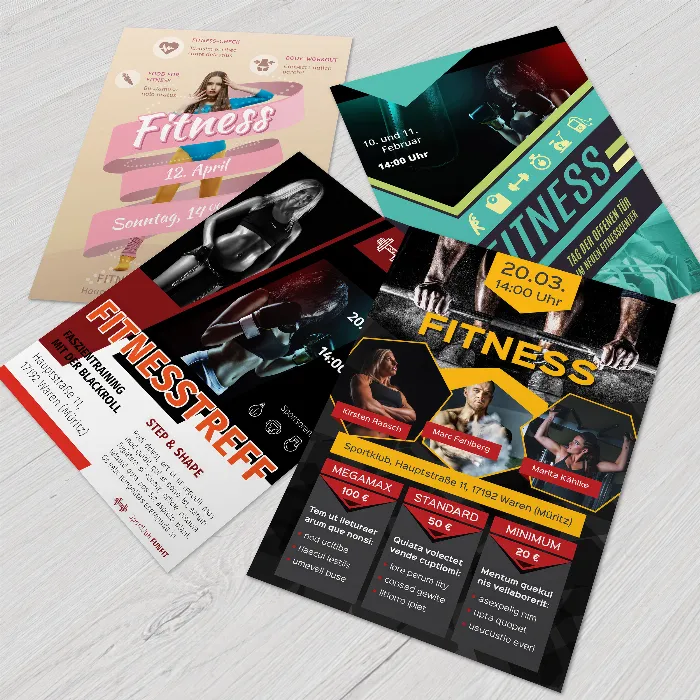Flyer-Vorlagen für Fitness, Sport und Fitnessstudios