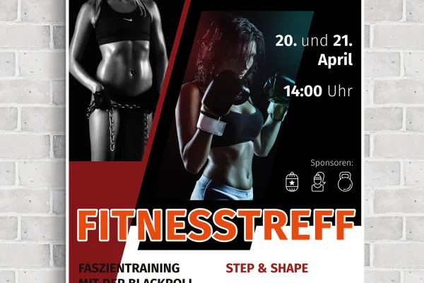 Die Vorlagen enthalten bereits zahlreiche und typische Elemente, die für Fitness stehen.