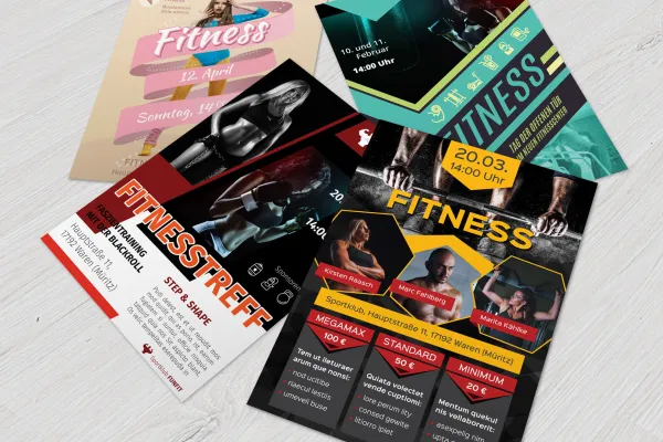 Flyer-mallit kuntosalille ja kuntoilutapahtumiin