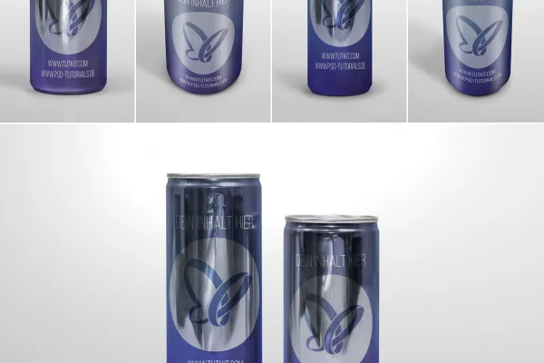 Mockups für Getränkedosen wie Energydrinks und Prosecco