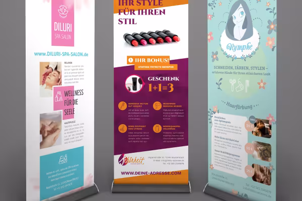 Corporate design templates for the wellness and hairdressing sector: roll-ups