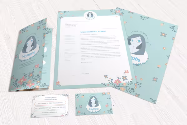 Corporate design templates for the wellness and hairdressing sector: flyers, stationery, business cards